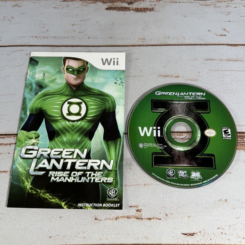 Green Lantern Rise of the Manhunters Nintendo Wii Disc & Manual